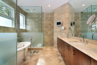 a modern master bathroom